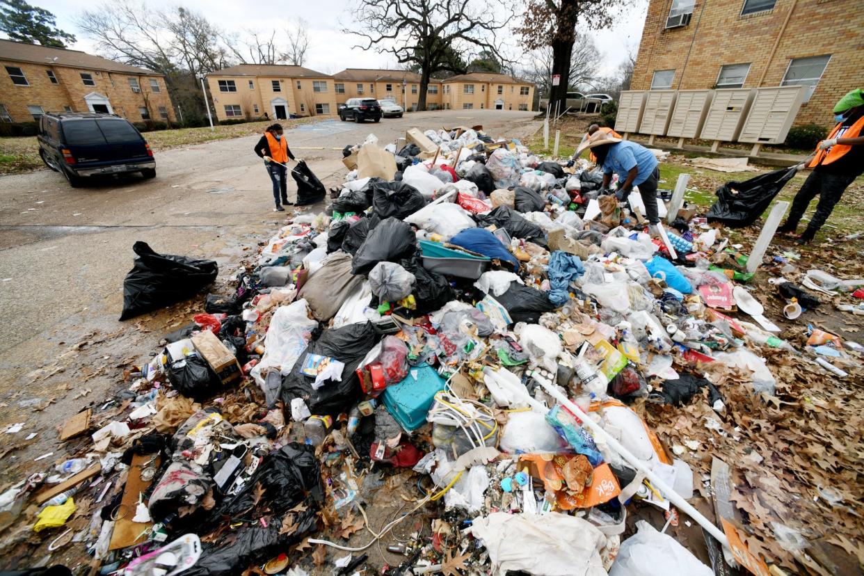 On February 2, 2024, the trash build up at the Oak Meadows apartments in the Highland neighborhood of Shreveport was so bad that the community organization ASAP came in to clean it up.