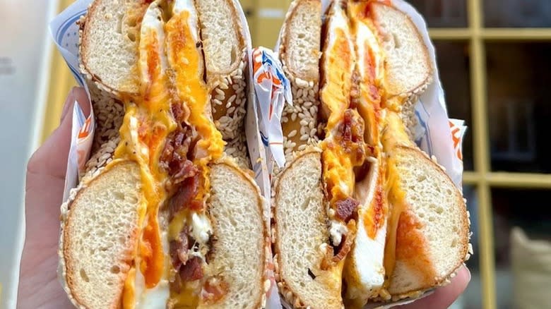 bacon egg and cheese bagel