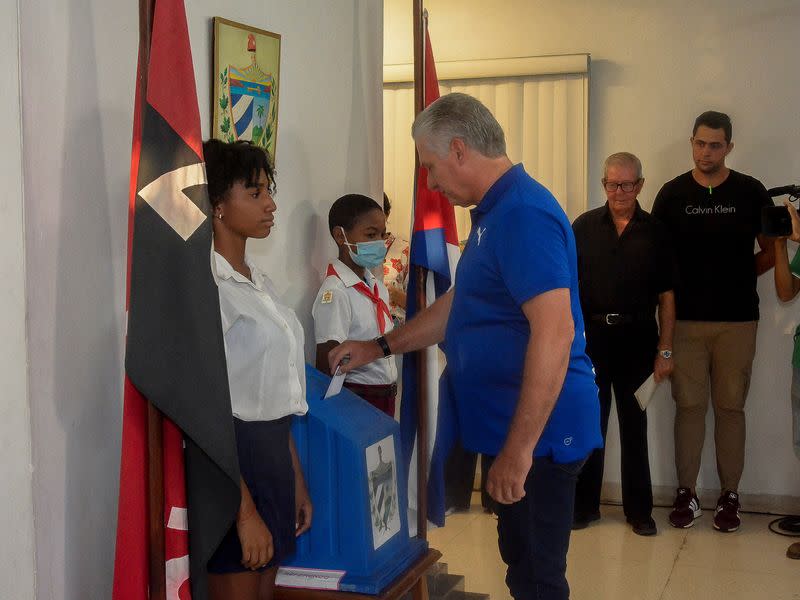 People vote during the new Family Code referendum, in Havana
