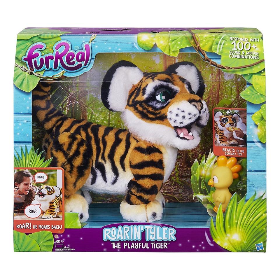 This adorable yet smart tiger pet <a href="https://www.amazon.com/FurReal-Roarin-Tyler-Playful-Tiger/dp/B01N39LX3X" target="_blank">responds to movements</a> and roars with 100+ sound and motion combinations. Unlike other plush toys, furReal pets aren't intended to be merely watched or collected; they're designed to be played with, lived with, and loved.