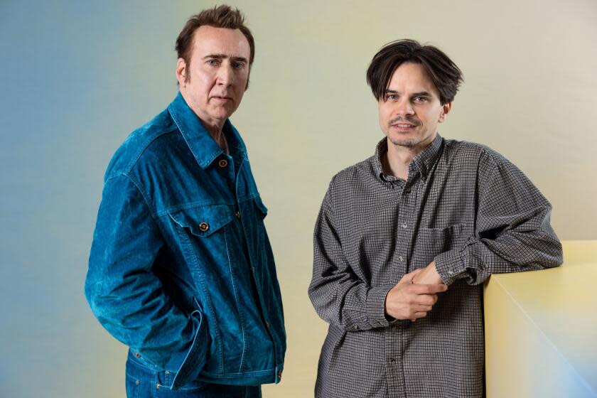 Toronto, Ont - September 09: Director Kristoffer Borgli and Nicolas Cage from the film, "Dream Scenario," photographed in the Los Angeles Times photo studio at RBC House, during the Toronto International Film Festival, in Toronto, Ont, Canada, Saturday, Sept. 9, 2023. (Jay L. Clendenin / Los Angeles Times)