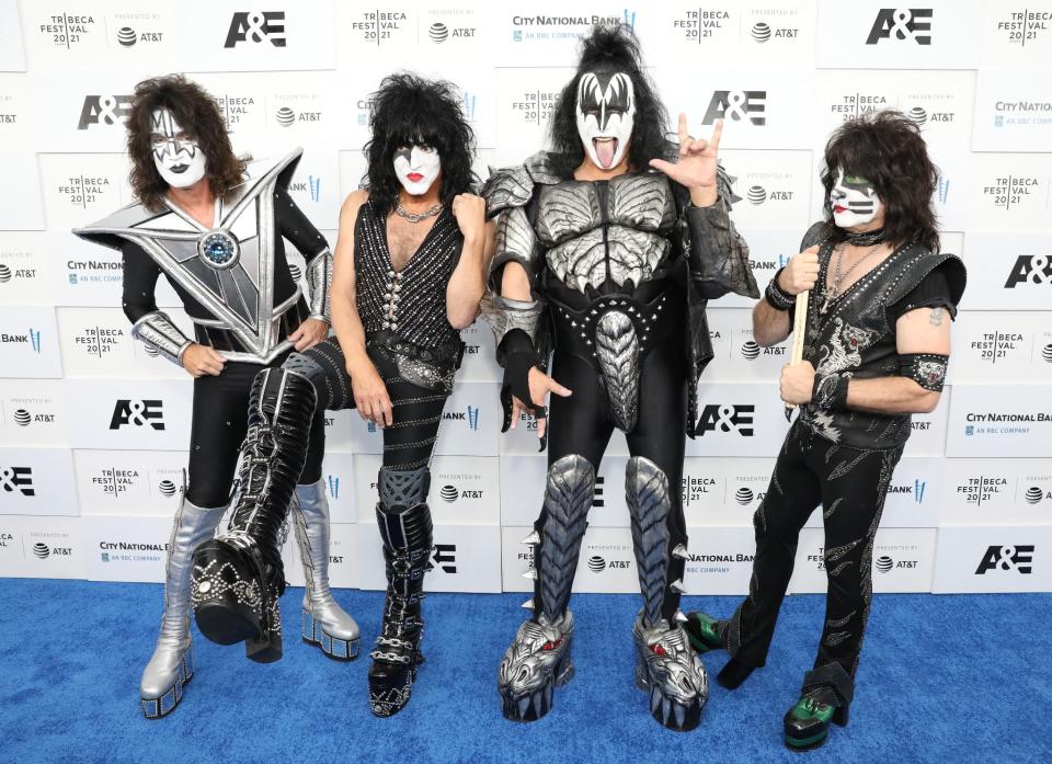 Le groupe Kiss en juin 2021 au festival de Tribeca - Monica Schipper - Getty Images North America - Getty Images via AFP
