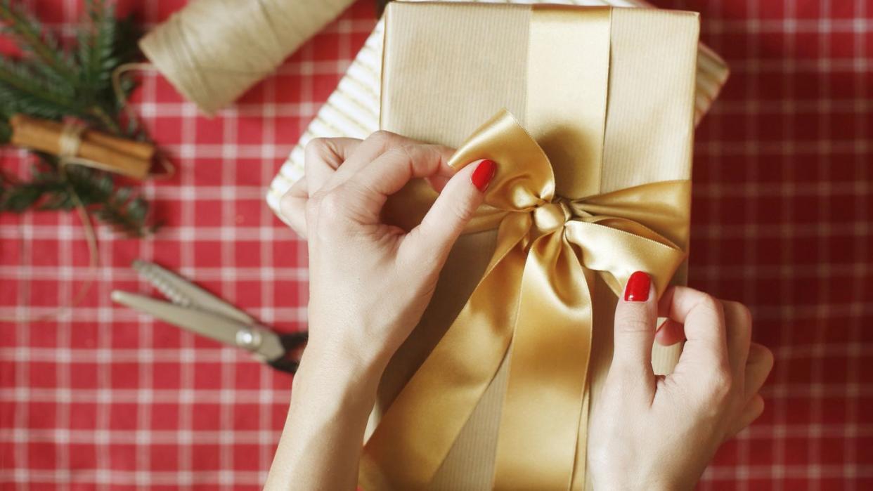 christmas still life, presents wrapping