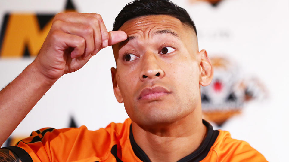 Israel Folau, pictured here during a press conference in Brisbane.