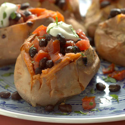 Tuesday: Sweet Potatoes with Warm Black Bean Salad