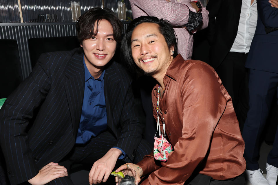 LOS ANGELES, CALIFORNIA - MARCH 16: Lee Min-ho (L) and Justin Chon (R) attend the after party for the global premiere of Apple's 