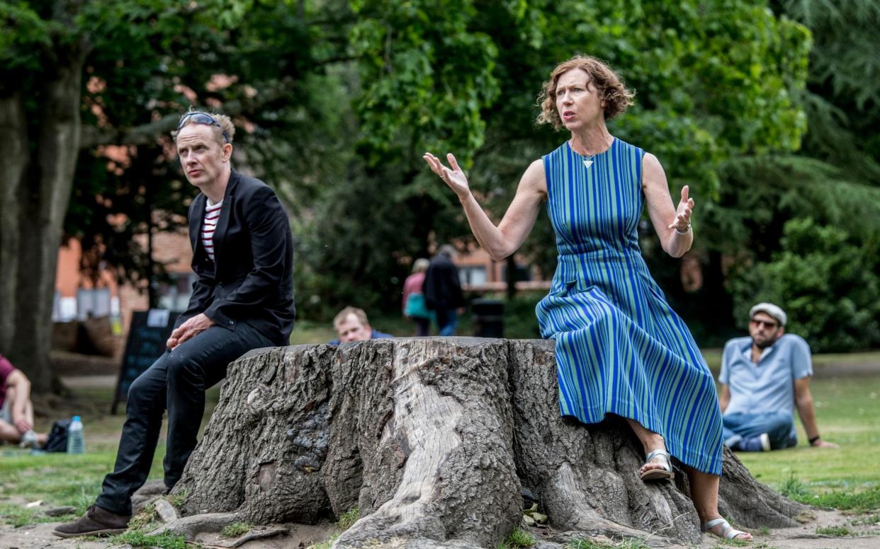 Making merry: Greg Haiste and Amanda Hadingue perform at The Dell in Stratford-upon-Avon - Mark Williamson