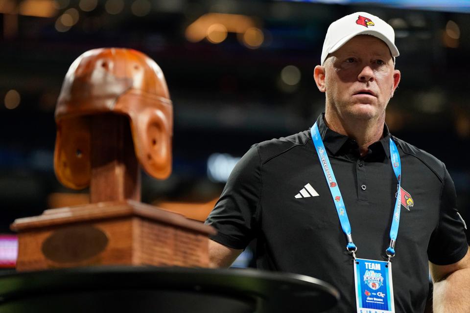 Jeff Brohm began his tenure as U of L's head coach against Georgia Tech at Mercedes-Benz Stadium in Atlanta. The Cardinals rallied for the season-opening win.