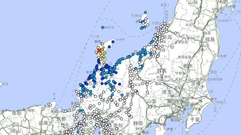 今日日本石川縣能登地區發生規模5.3地震。（圖／翻攝自日本氣象廳）