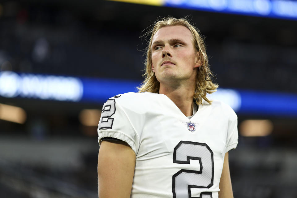 Daniel Carlson #2 of the Las Vegas Raiders has been a fantasy kicking star