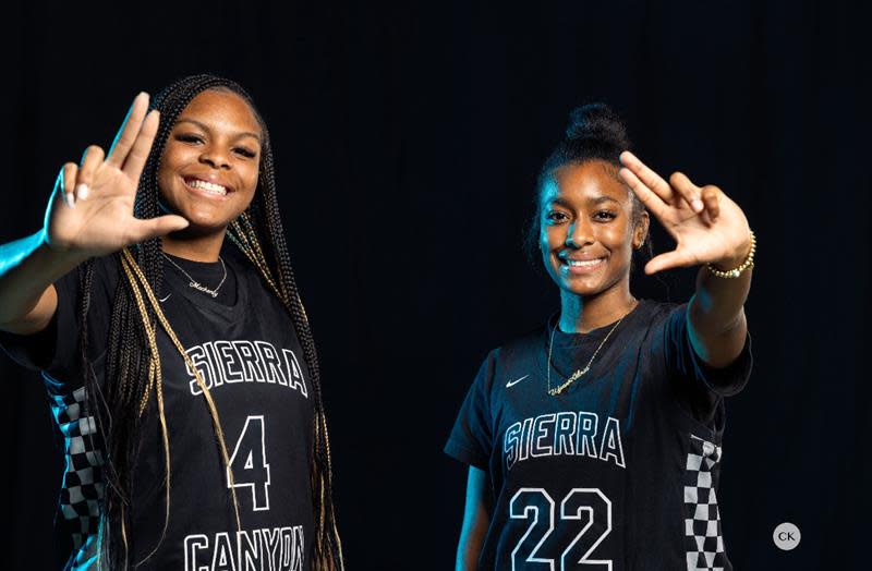 Teammates at Sierra Canyon High School and daughters of former NBA players, four-star guard Izela Arenas (left) and five-star forward Mackenly Randolph share much in common but bring different dynamics to Louisville's women's basketball team this season.