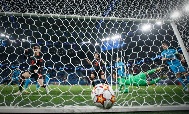 Timo Werner (left) scores for Chelsea