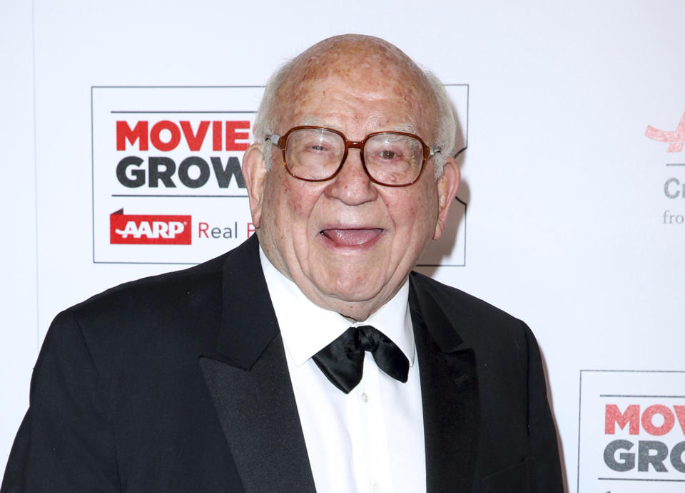 FILE - In this Feb. 8, 2016 file photo, actor Ed Asner arrives at the 15th Annual Movies for Grownups Awards in Beverly Hills, Calif. Asner, the blustery but lovable Lou Grant in two successful television series, has died. He was 91. Asner's representative confirmed the death in an email Sunday, Aug. 29, 2021, to The Associated Press. (Photo by Rich Fury/Invision/AP, File)