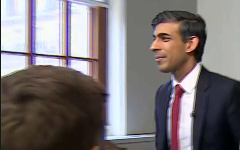 Rishi Sunak made a hasty exit from a broadcast interview yesterday as he refused to say he supported the Prime Minister "unequivocally" - Sky News/PA Wire
