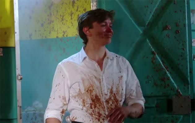 At one point in the film, Sparrow (Travis Jeffery) gets covered in poo! Source: Sony Pictures