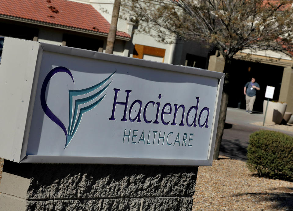 The Hacienda HealthCare facility is shown Friday, Jan. 25, 2019, in Phoenix. Arizona's governor is looking into whether the state can remove the board of directors of a long-term care facility where a nurse is accused of raping an incapacitated woman who later gave birth. In a flurry of tweets Friday, Jan. 25, 2019, Gov. Doug Ducey called for Hacienda HealthCare's board to be fired.AP Photo/Matt York)