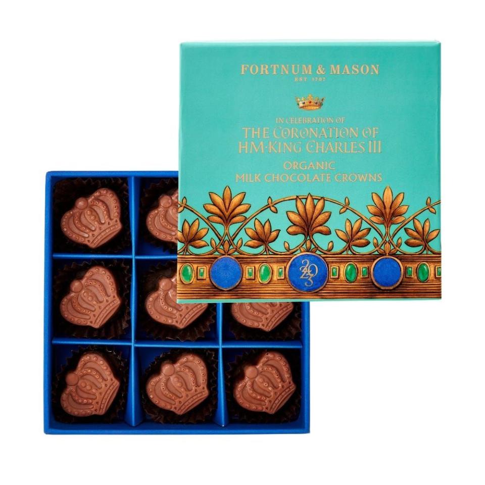 <p><a href="https://go.redirectingat.com?id=74968X1596630&url=https%3A%2F%2Fwww.fortnumandmason.com%2Ffortnums-coronation-chocolate-crowns&sref=https%3A%2F%2Fwww.bestproducts.com%2Fbuzzing-news%2Fg43794836%2Fbest-coronation-memorabilia-souvenirs-may-2023%2F" rel="nofollow noopener" target="_blank" data-ylk="slk:Shop Now;elm:context_link;itc:0;sec:content-canvas" class="link ">Shop Now</a></p><p>Coronation Organic Chocolate Crowns</p><p>£15.95</p><p>fortnumandmason.com</p>