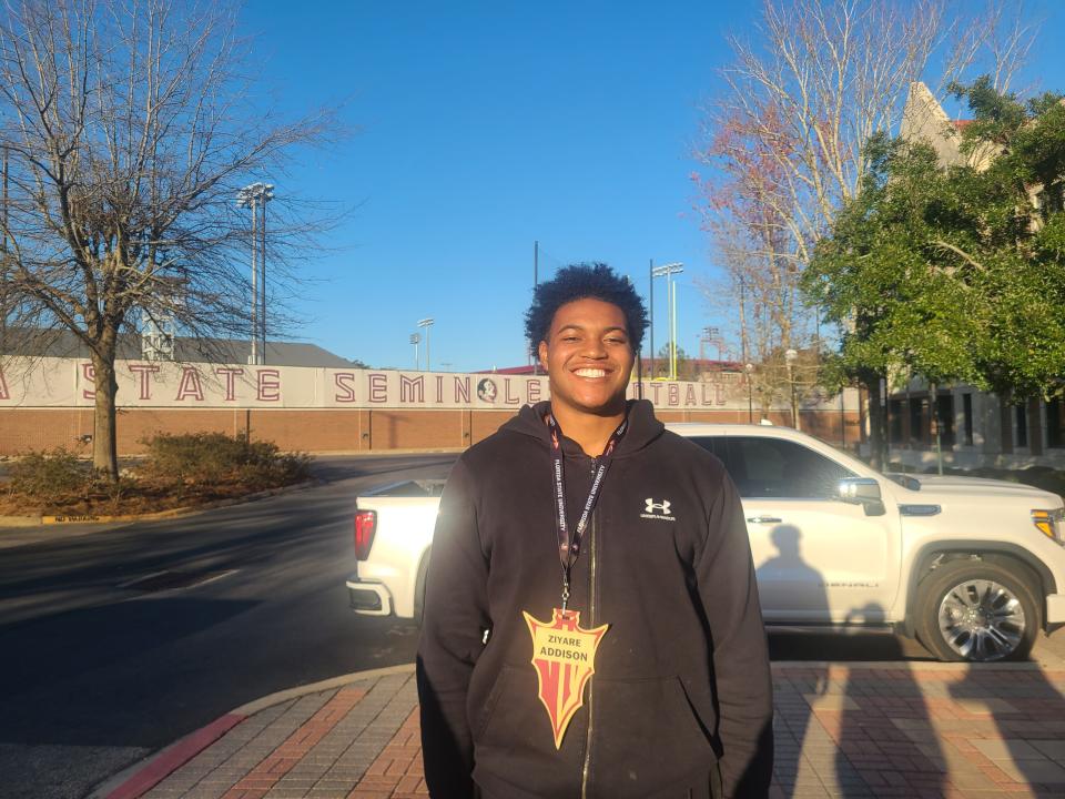 2025 offensive line prospect Ziyare Addison talks about his recruiting process on Jan. 28, 2023 at FSU's Junior Day.