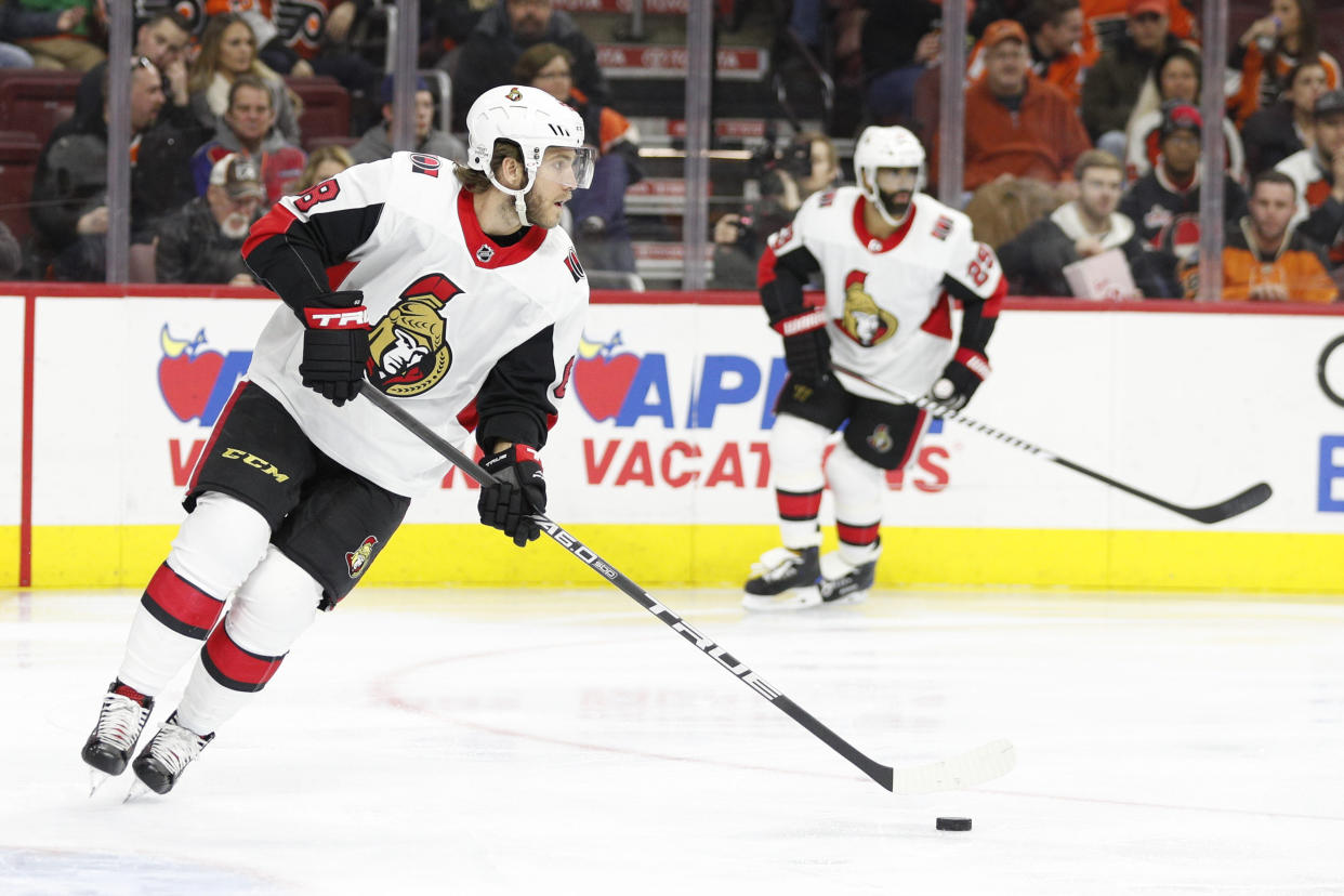 Ottawa Senators’ Mike Hoffman could be on the move at the 2018 NHL trade deadline. (AP Photo/Chris Szagola)