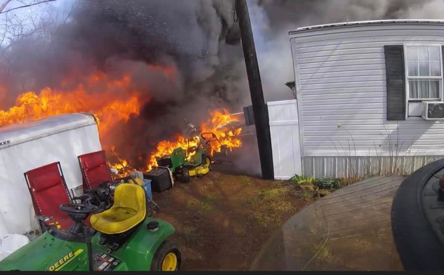 Fire on Lizard Ridge Road on March 10. (Photo courtesy: Bedford Fire Department)