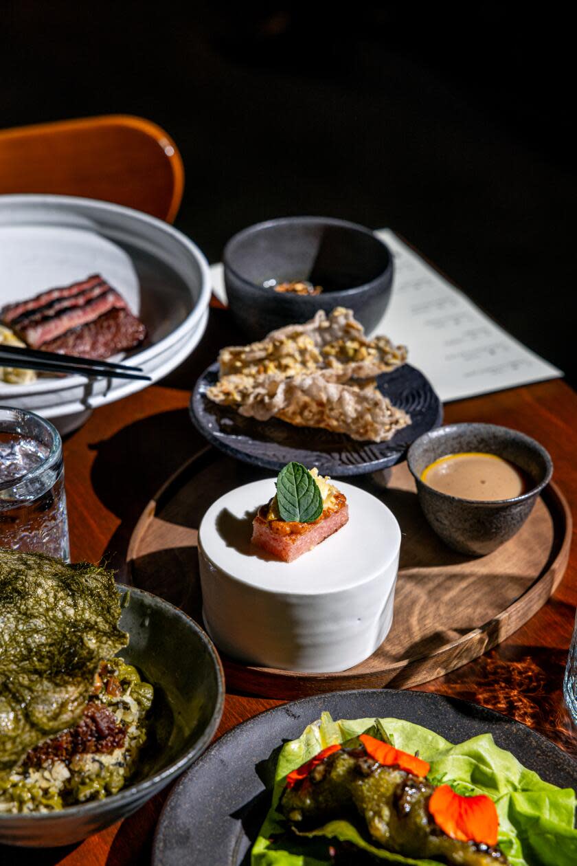A flavor ride of dishes at Baroo, a modern Korean restaurant in the Arts District neighborhood of downtown Los Angeles.