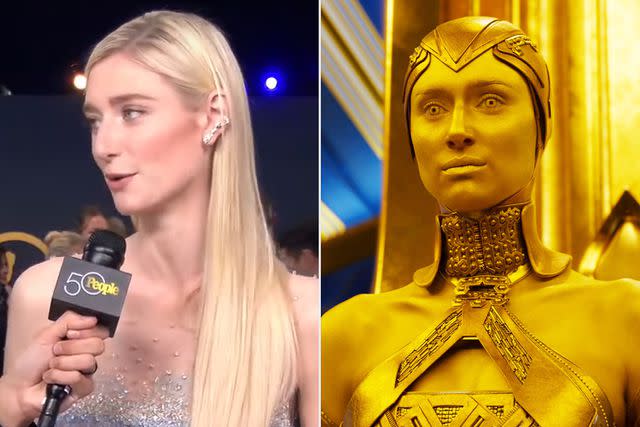 <p>Entertainment Weekly/ YouTube; Walt Disney Studios Motion Pictures/Courtesy Everett</p> Elizabeth Debicki on the SAG Awards red carpet and in 'Guardians of the Galaxy Vol. 2'