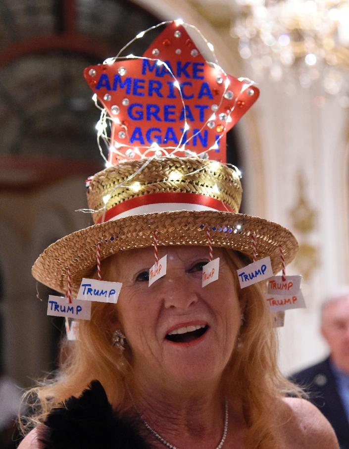 Decorated Trump supporter Rosemary Harder on March 15, 2016 in West Palm Beach, Florida (AFP Photo/Rhona Wise)
