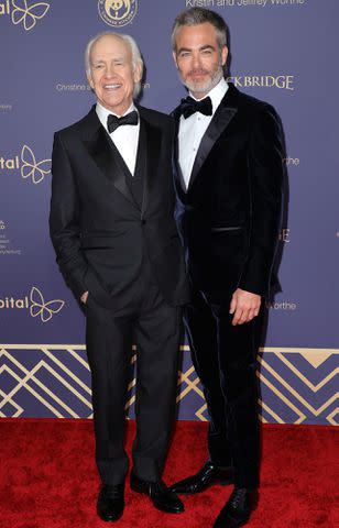 <p>Momodu Mansaray/Getty</p> Robert Pine and Chris Pine attend Children's Hospital Los Angeles 2022 Gala