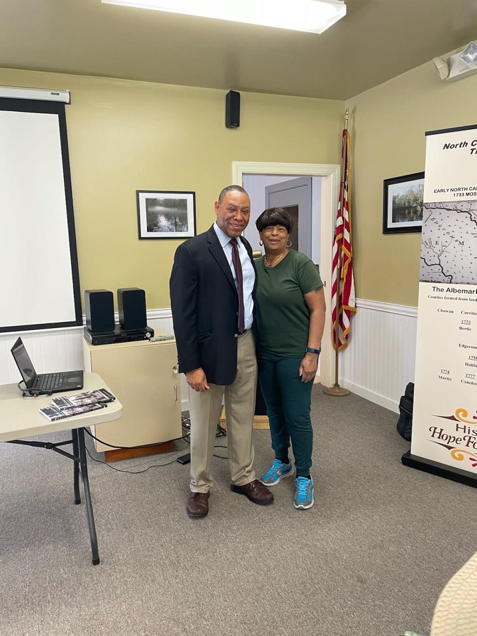 In a trip to the ancestral home of her father’s family in North Carolina, Sandra L. Stockton meets kinsman Arwin D. Smallwood, a professor and administrator at North Carolina Agricultural and Technical State University.