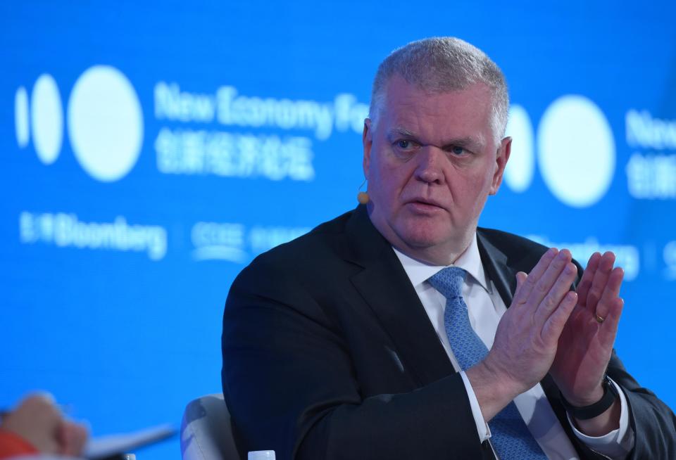 BEIJING, CHINA - NOVEMBER 22: HSBC's interim CEO Noel Quinn speaks during 2019 New Economy Forum at China Center for International Economic Exchanges (CCIEE) on November 22, 2019 in Beijing, China. 2019 New Economy Forum themed on 'A new community for the new economy' is held on November 20-22 in Beijing. (Photo by Hou Yu/China News Service/VCG via Getty Images)