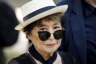 Artist Yoko Ono, widow of John Lennon, attends the unveiling of a tapestry honoring Lennon at Ellis Island in New York July 29, 2015. REUTERS/Eduardo Munoz