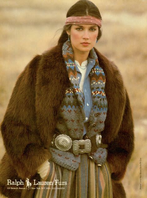 Publicité pour Ralph Lauren Furs (fourrures) en 1981