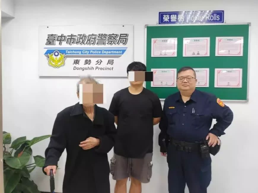 桃園88歲老翁想念老家滋味，跑到台中東勢吃肉圓，警方聯繫家屬協助返家。（警方提供）