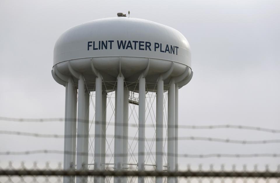 The Flint Water Plant tower is seen in Flint, Michigan, U.S. on February 7, 2016. REUTERS/Rebecca Cook/File Photo