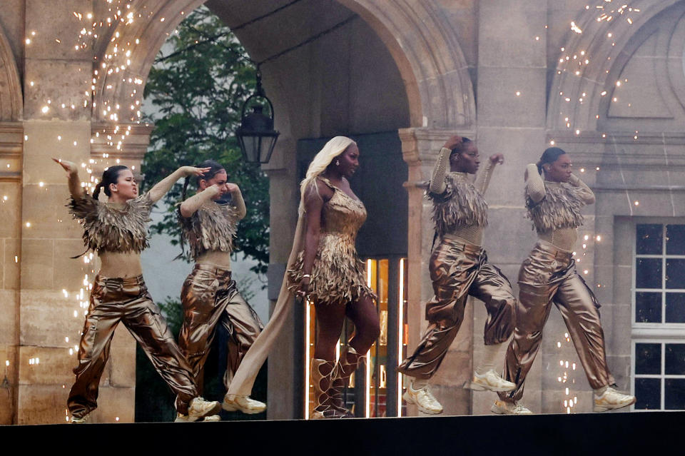 Paris 2024 Olympics - Opening Ceremony - Paris, France - July 26, 2024. Aya Nakamura performs during the opening ceremony. (Photo by Esa Alexander / POOL / AFP)