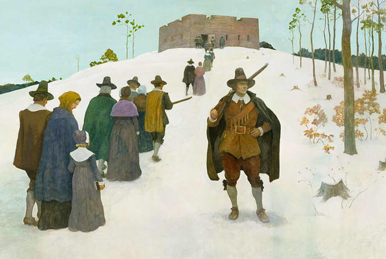 <span class="caption">'Going To Church,' N.C. Wyeth (1941).</span> <span class="attribution"><a class="link " href="http://collections.brandywine.org/objects/11513/going-to-church;jsessionid=51AD385B0B564B74FCDCFC5C98B19EFF" rel="nofollow noopener" target="_blank" data-ylk="slk:Archival photograph, Brandywine River Museum library, Edward J. S. Seal Collection.;elm:context_link;itc:0;sec:content-canvas">Archival photograph, Brandywine River Museum library, Edward J. S. Seal Collection.</a></span>