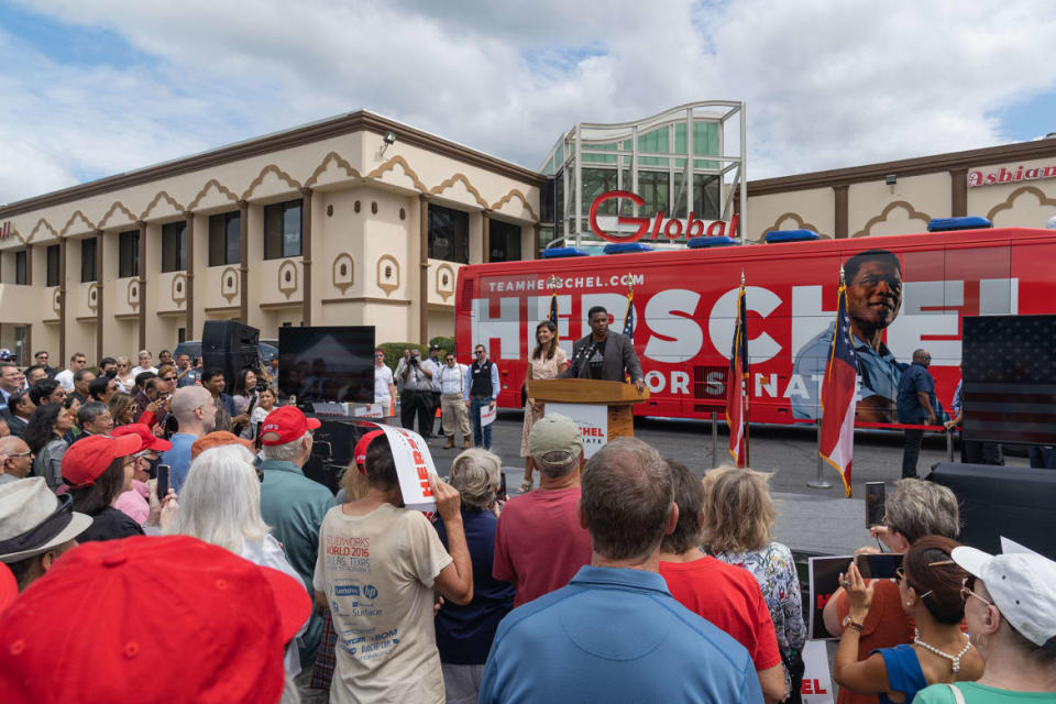 <div class="inline-image__caption"><p>Senate candidate Herschel Walker speaks at a campaign event alongside Former Governor of South Carolina Nikki Haley on September 9, 2022 in Gwinnett, Georgia.</p></div> <div class="inline-image__credit">Megan Varner/Getty Images</div>