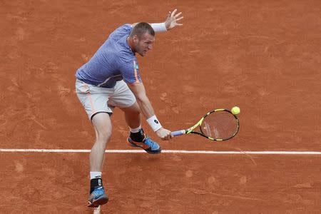 Tennis - French Open - Roland Garros - Rafael Nadal of Spain vs Sam Groth of Australia - Paris, France - 24/05/16. Sam Groth in action. REUTERS/Gonzalo Fuentes