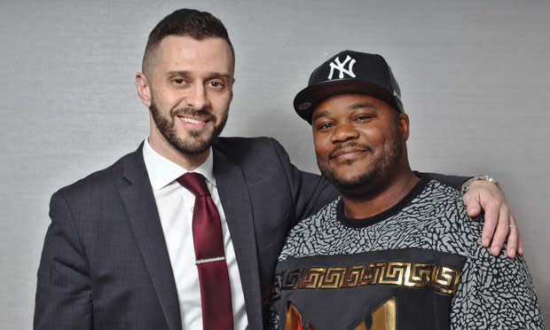 Attorney Daniel Lage, left, of Shelton-based Ruane Attorneys At Law, and Marquis Jackson, right, who spent almost 20 years in prison for a murder he didn't commit.