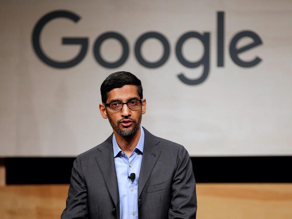 Google CEO Sundar Pichai talking