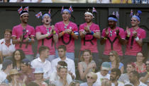 Fans of Andy Murray of Britain cheer during his match against Andreas Seppi of Italy at the Wimbledon Tennis Championships in London, July 4, 2015. REUTERS/Henry Browne