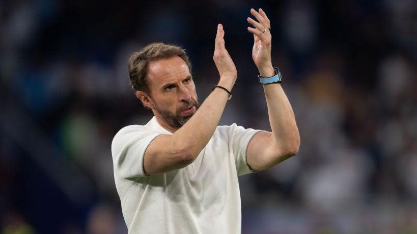 Gareth Southgate applauding the fans after England's win over Slovakia