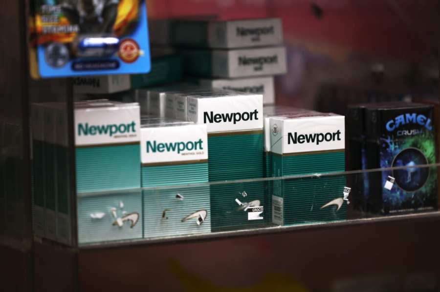 Packs of Newport cigarettes are seen on a shelf in a grocery store in the Flatbush neighborhood on April 29, 2021, in the Brooklyn borough of New York City. (Photo by Michael M. Santiago/Getty Images)