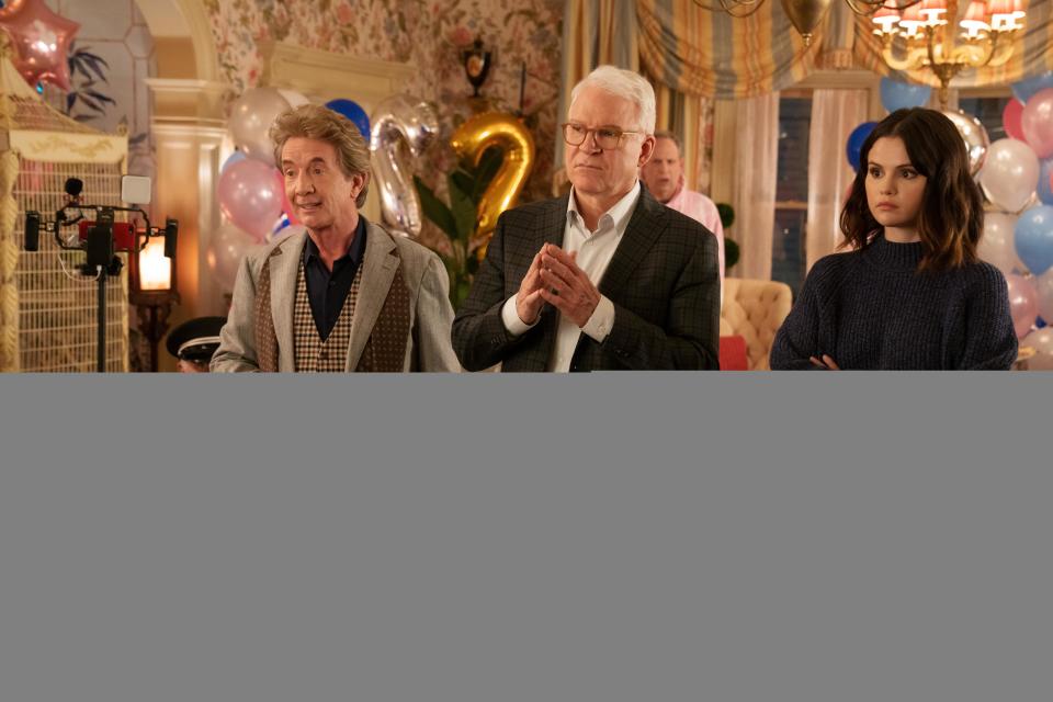 Martin Short, Steve Martin and Selena Gomez in Only Murders in the Building