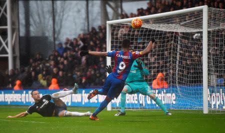 Football Soccer - Crystal Palace v Chelsea - Barclays Premier League - Selhurst Park - 3/1/16 Crystal Palace's Fraizer Campbell misses a chance to score Reuters / Dylan Martinez Livepic