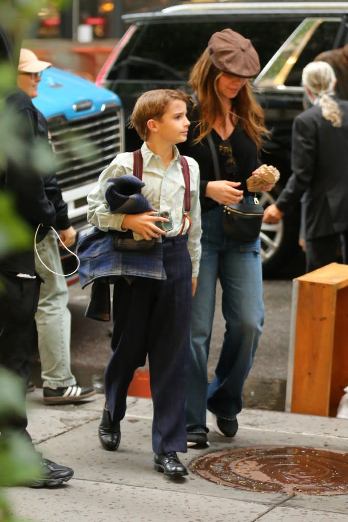 Christian Bale’s son seems to be playing an extra. Christopher Peterson / SplashNews.com