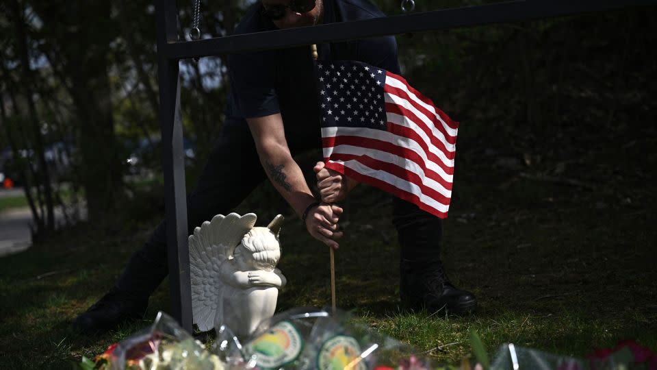 A makeshift memorial for the victims was set up in Nashville in March 2023. - Brendan Smialowski/AFP/Getty Images