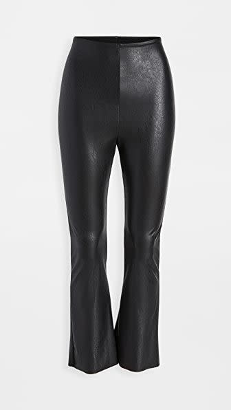 Faux Leather Cropped Flare Leggings