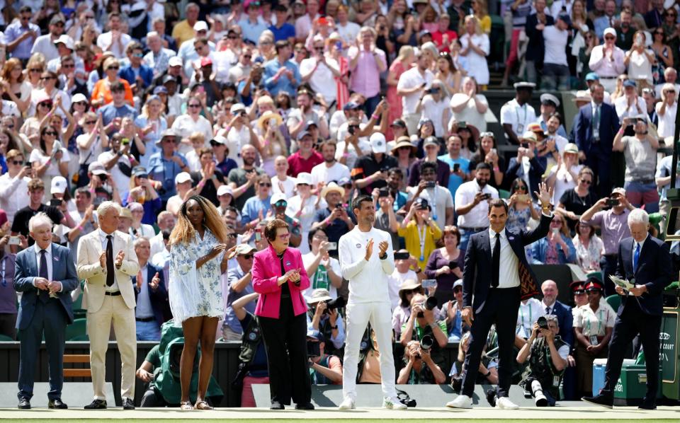 An extraordinary line-up of tennis legends were right in the centre of Sunday's celebrations - John Walton 