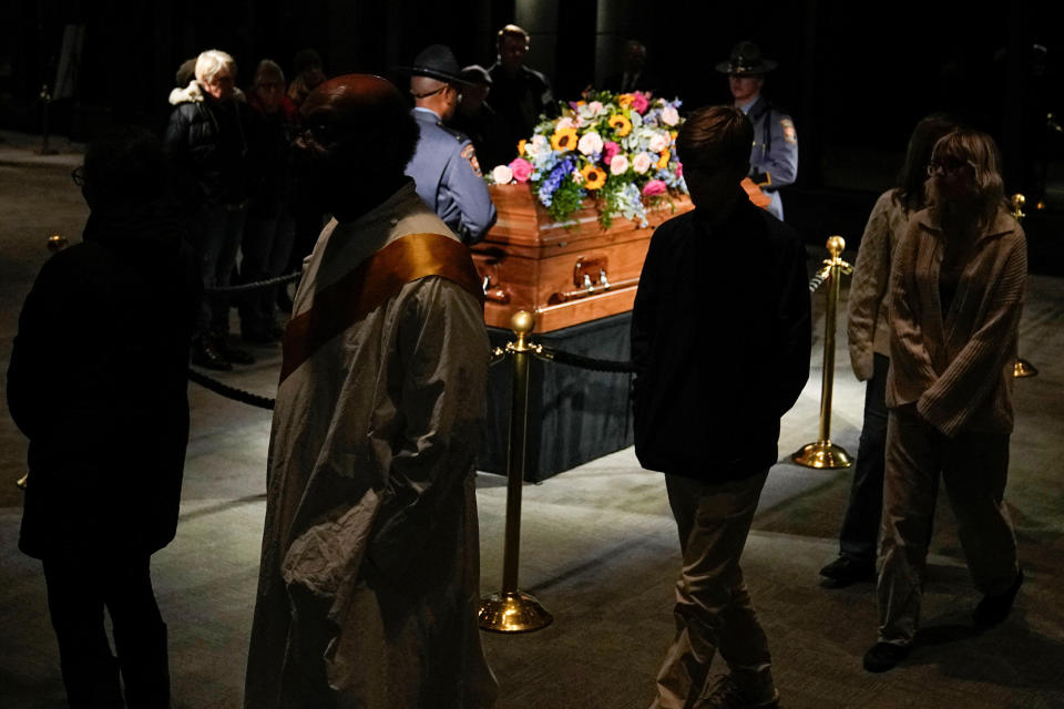 Members of the public paying their respects to former first lady Rosalynn Carter at the Jimmy Carter Presidential Library and Museum in Atlanta on Nov. 27.  / Credit: Brynn Anderson/Pool via REUTERS